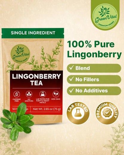 Cowberry Lingonberry Leaf Tea — 50 Tea Bags
