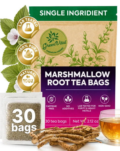 Marshmallow Leaf & Root Herbal Tea — 30 Tea Bags