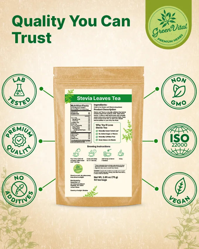 Stevia Leaf Herbal Tea — 50 Tea Bags